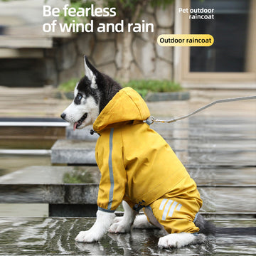 Waterproof Dog Raincoat with Hood – Reflective Straps & Leash Hole for Small & Medium Dogs