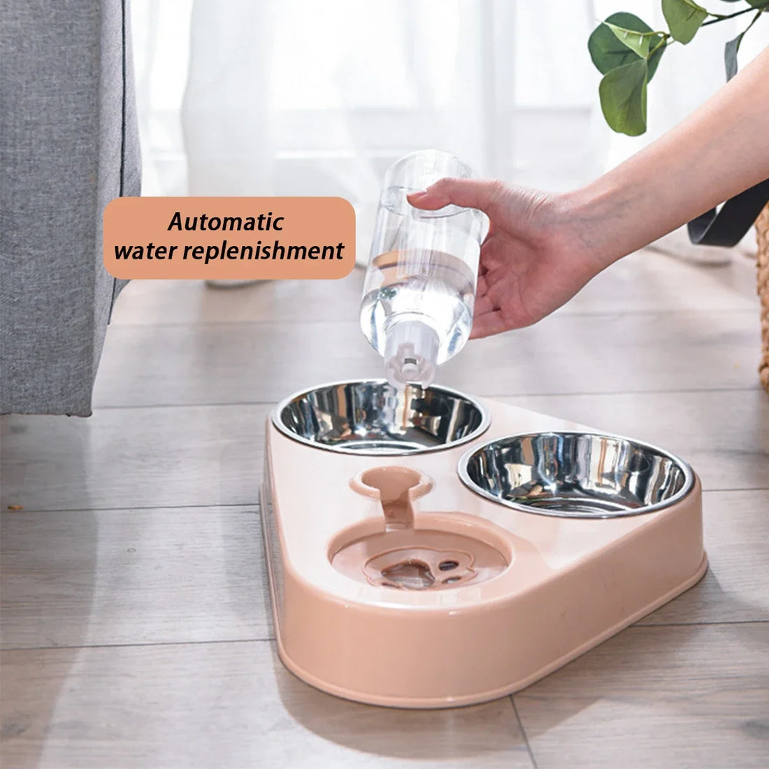 Non-slip and knock resistant dog bowl Stainless steel water food self-service feeder Pet feeding Drinking bowl for dogs and cats