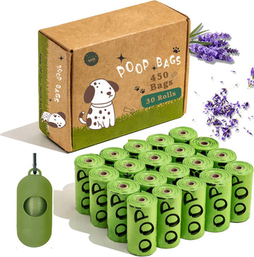 EPI Biodegradable Dog Poop Bags Lavender Scented Pet Poop Bags With Holder Extra Thick Leakproof Dog Poop Bags With Dispenser