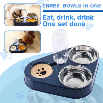 Non-slip and knock resistant dog bowl Stainless steel water food self-service feeder Pet feeding Drinking bowl for dogs and cats