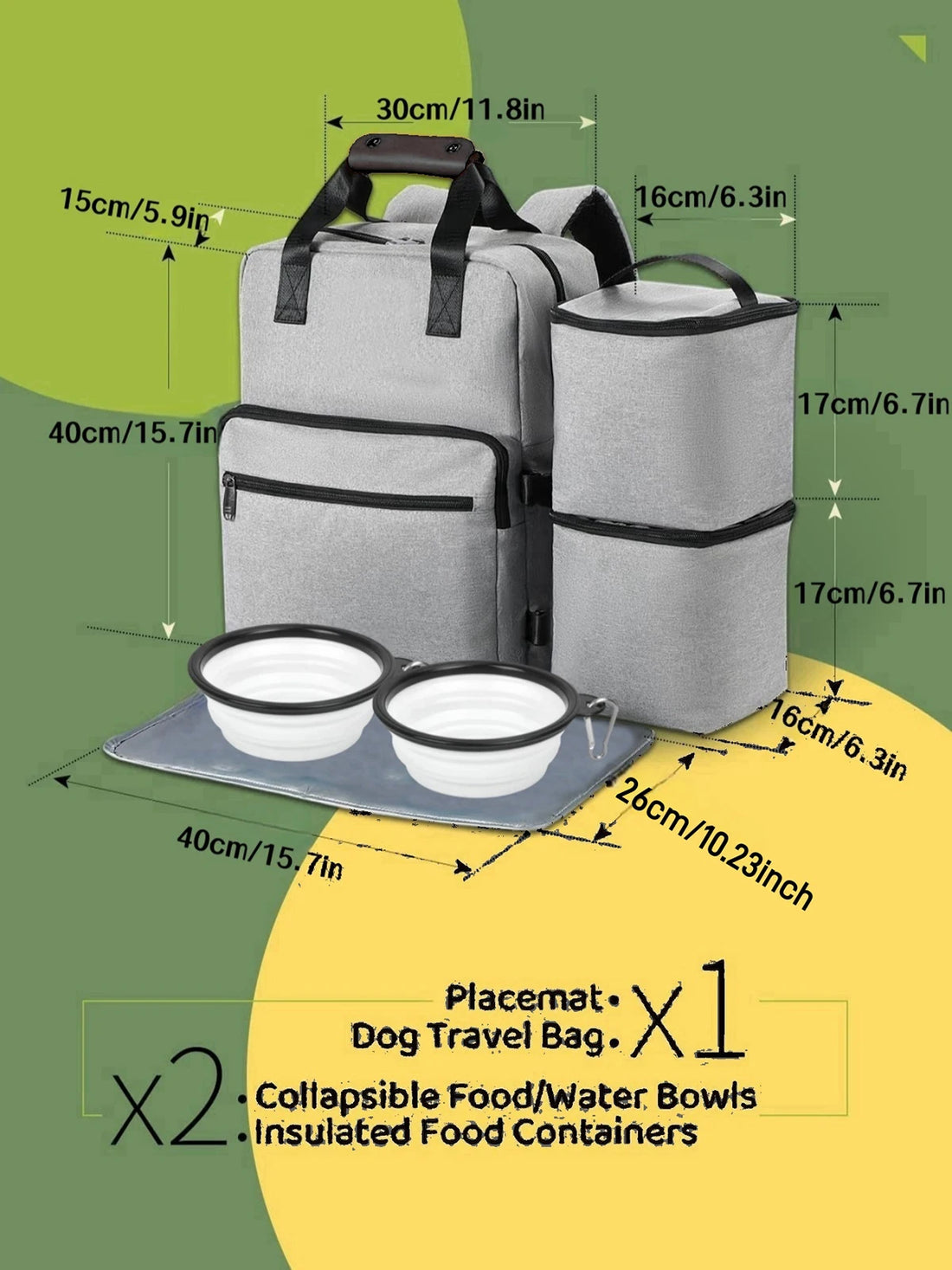 4 Set Dog Travel Bag Multi-Function Pet Organizer Backpack Cat Dogs Outdoor Camping Food Large Capacity Storage Tote Bags
